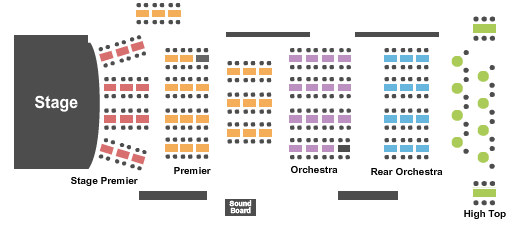 Reserved seating chart for City Winery: orchestra, boxes, mezzanine, and balcony